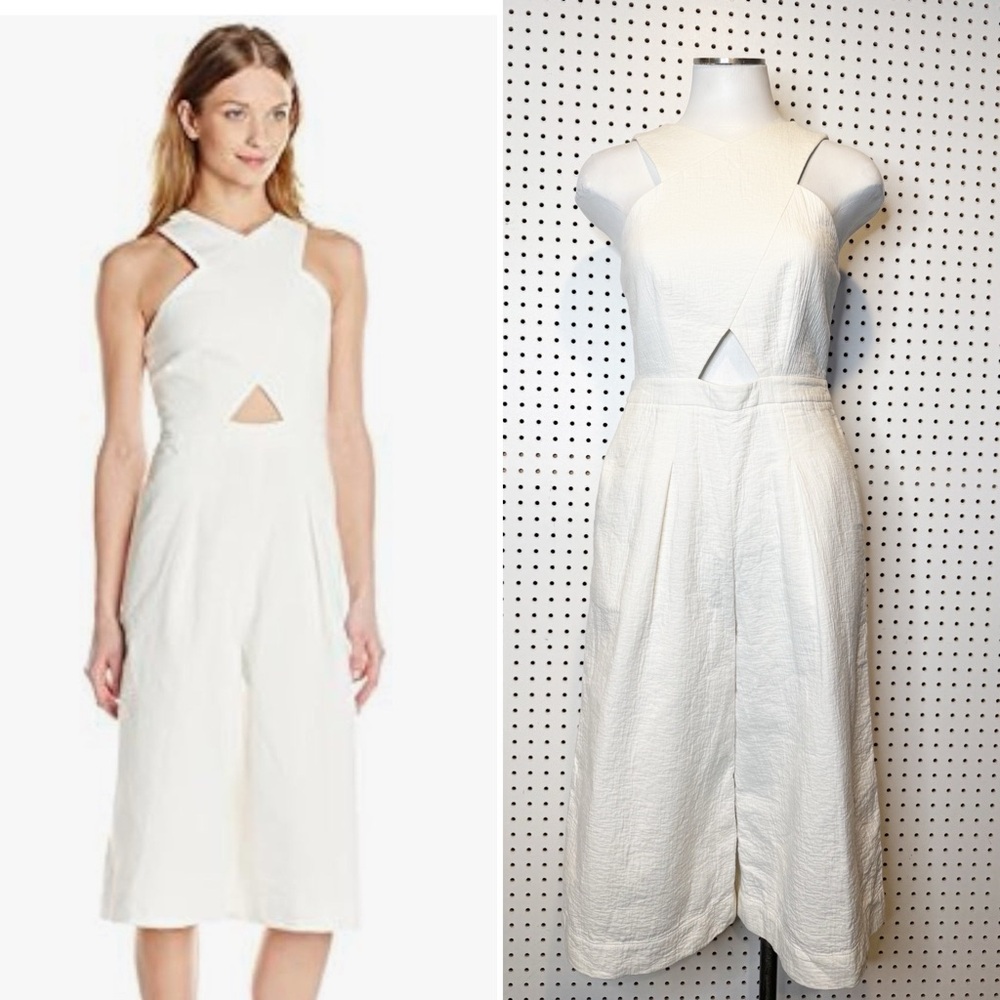 BCBG Max‎ Azria | Liisa Of-White Wide Leg Capri Length Jumpsuit Sz. 4